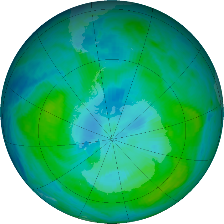 Antarctic ozone map for 09 February 1990